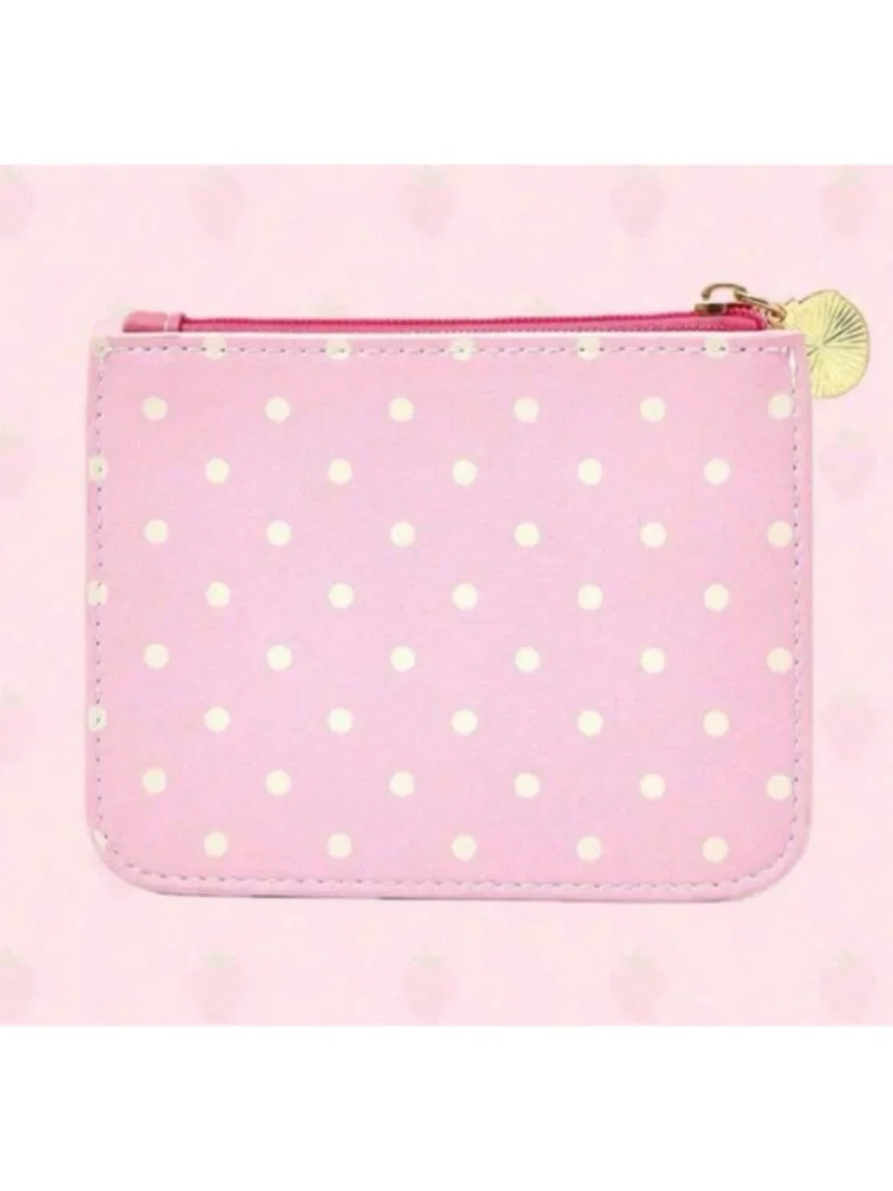 Strawberry Shortcake Card Holder Wallet Cute Pink Polka Dot Coin Purse